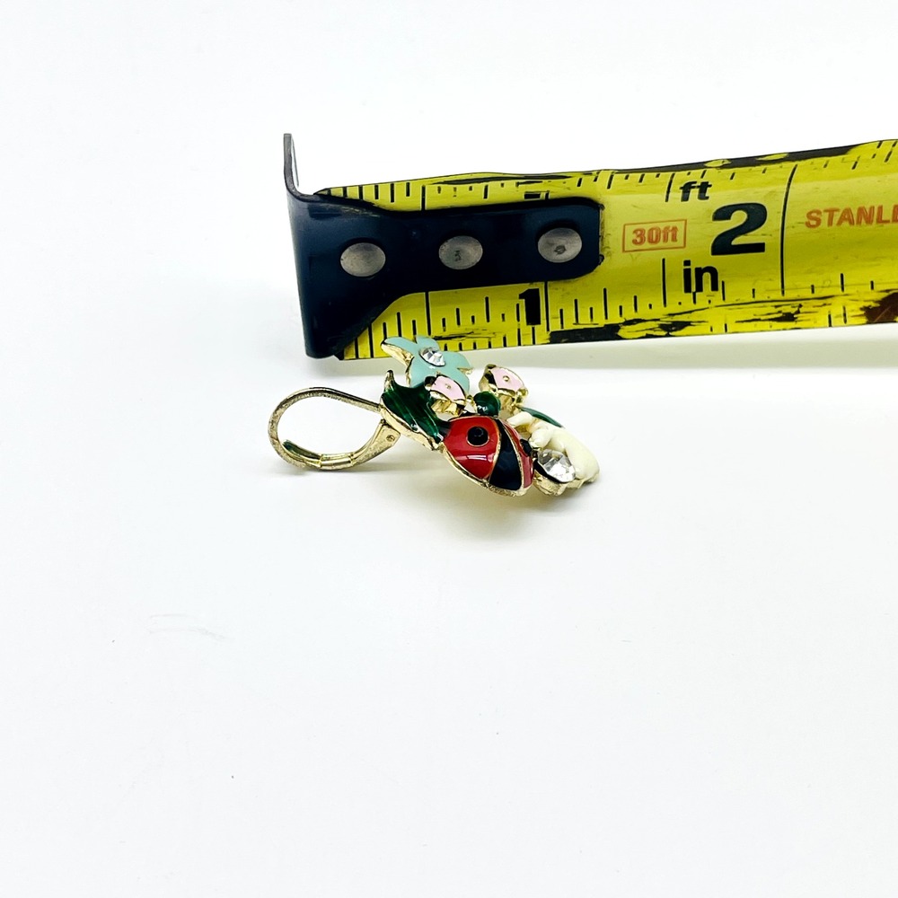 Vintage Earrings Lot of 2 Bug Floral Daisy Enamel Flower Statement Retro - Picture 4 of 16